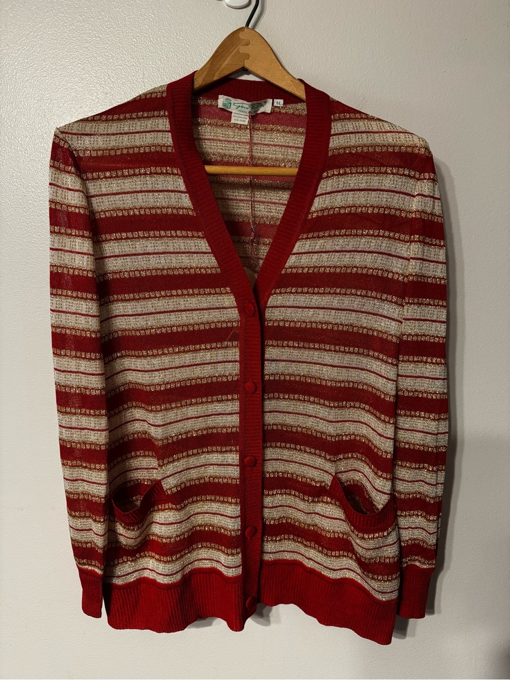 Vintage Gino Paoli Italy Metallic Knit Cardigan NWT 14